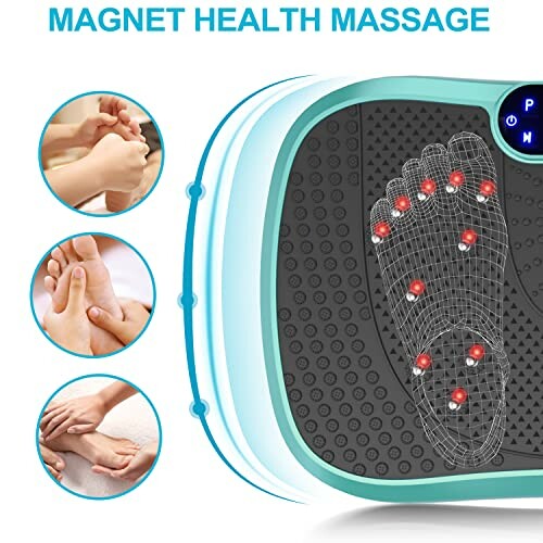 Foot massage device with magnet health feature and digital display.