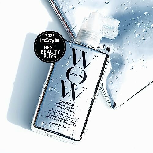 WOW Dream Coat beauty spray bottle with water droplets and 2023 Best Beauty Buys badge